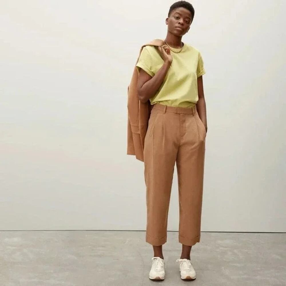 Everlane The Put Together Pleat Pant Toasted Coconut Brown Ankle Preppy NWT 4